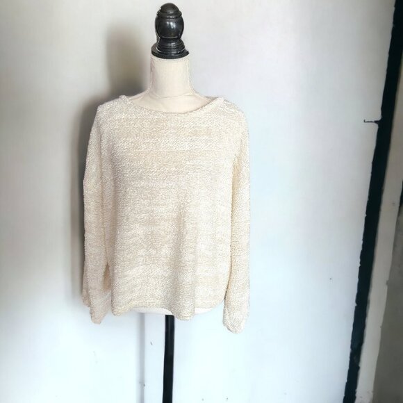Lauren Conrad Ivory Colored Long Sleeve Casual Pullover Sweater in Size L - Picture 1 of 4